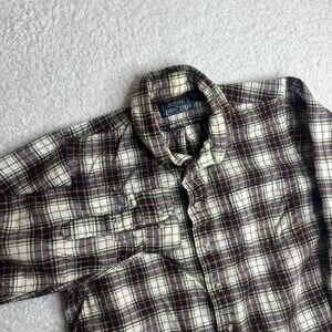 Vintage‎ L.L. Bean men's plaid Viyella cotton wool blend work pocket 80s 90s